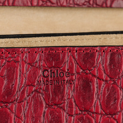 Chloe Calfskin Crocodile Embossed Drew Shoulder Bag Sienna Red 6 of 7