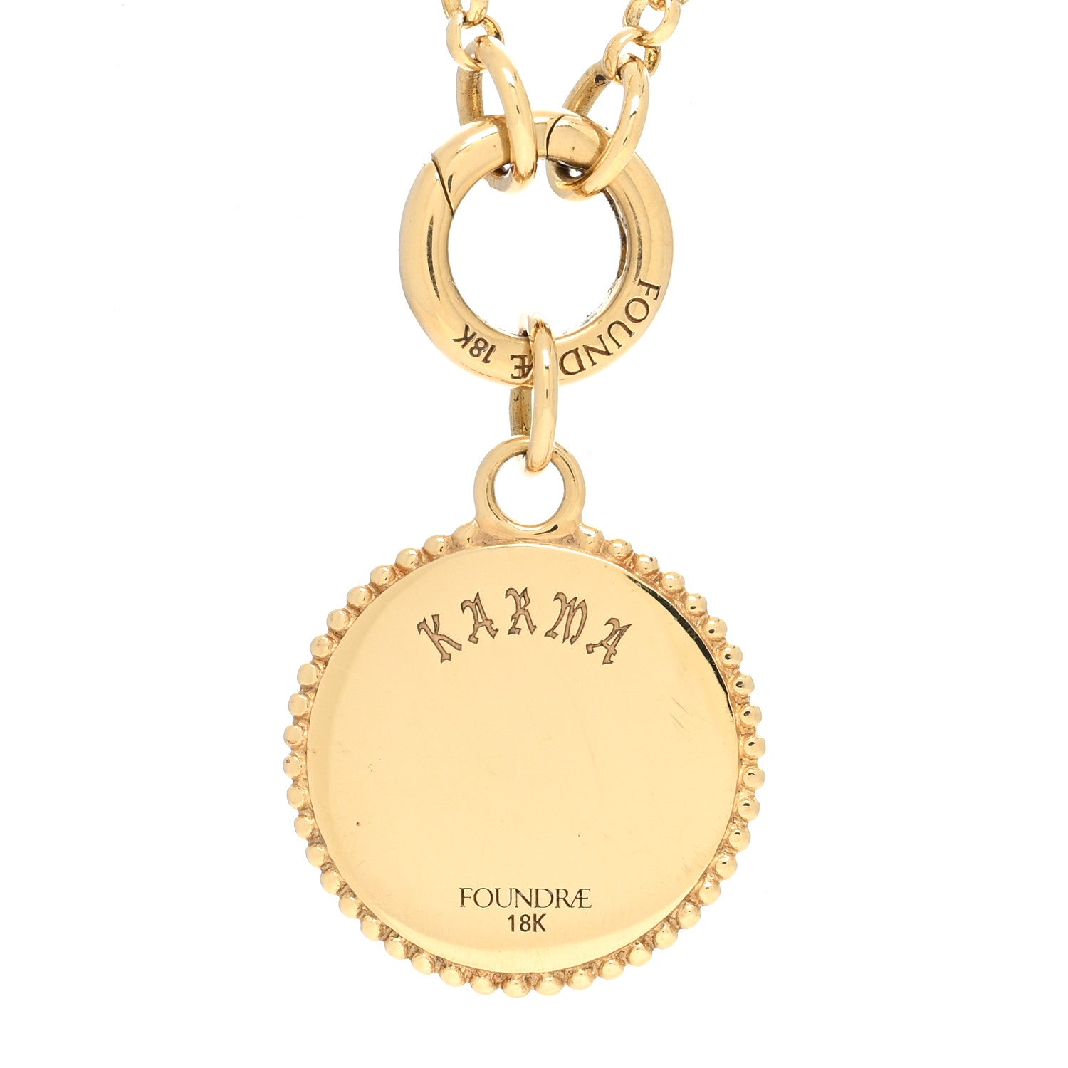 Foundrae 18K Yellow Gold Diamond Baby Karma Medallion Small Belcher Open Mini Chubby Annex Link Necklace 5 of 5