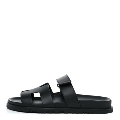 Hermes Calfskin Womens Chypre Sandals 39 Black 1 of 10
