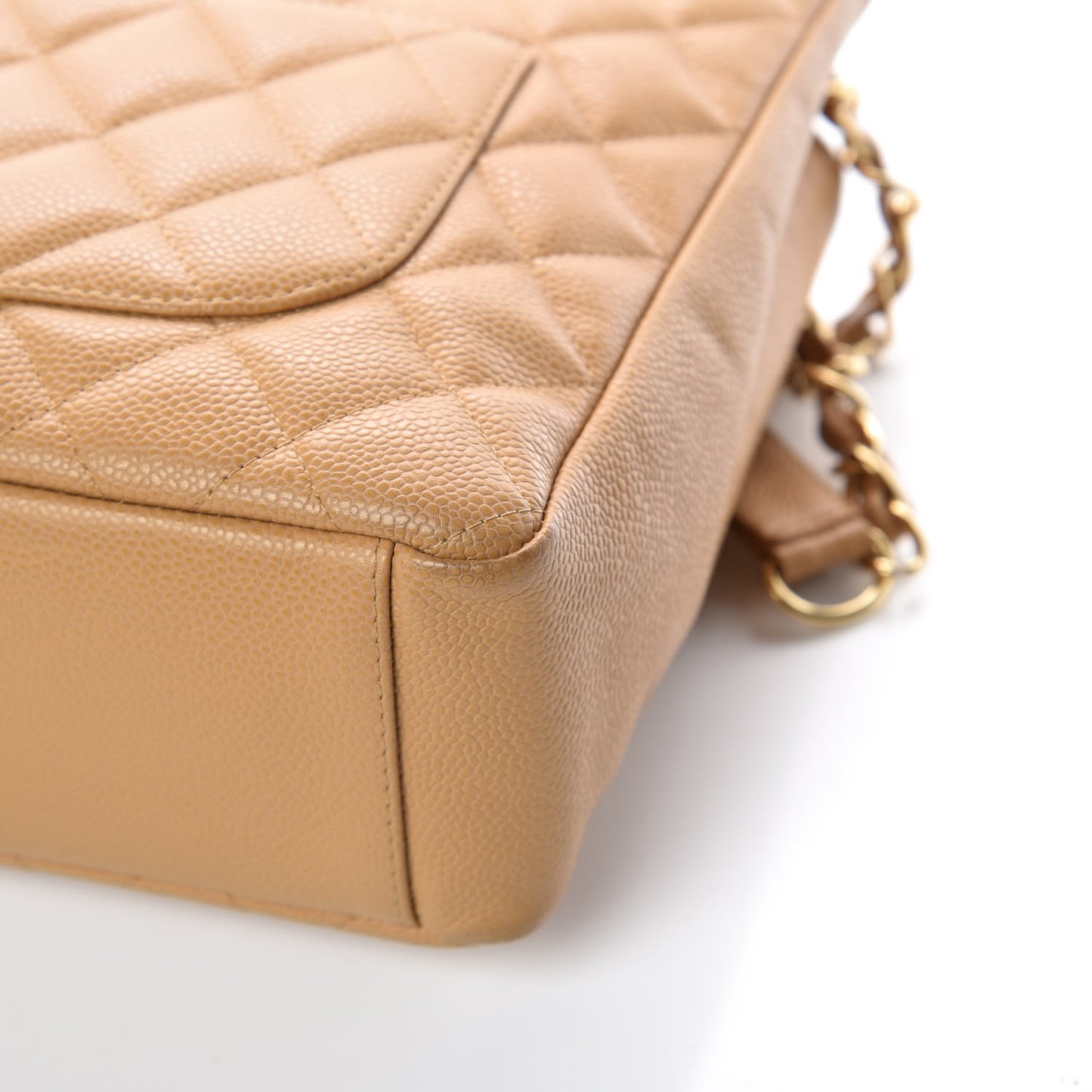 Caviar Quilted Petit Shopping Tote PST Dark Beige