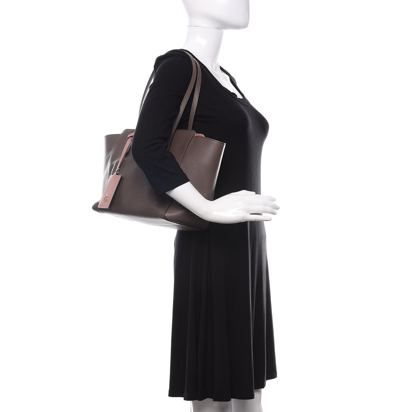 Dollar Calfskin Small Swing Tote Grey Field Soft Pink