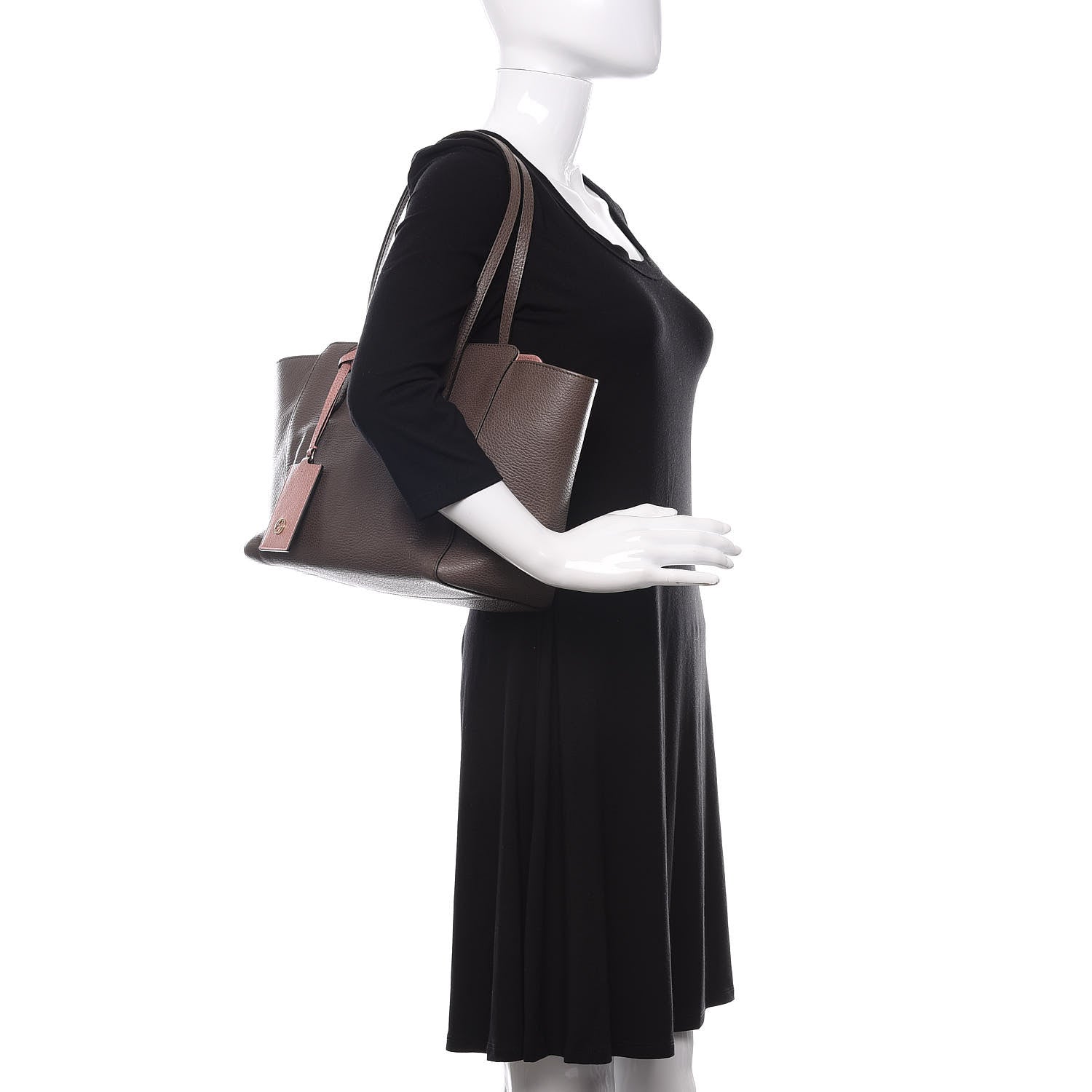 Gucci Dollar Calfskin Small Swing Tote Grey Field Soft Pink 2 of 13