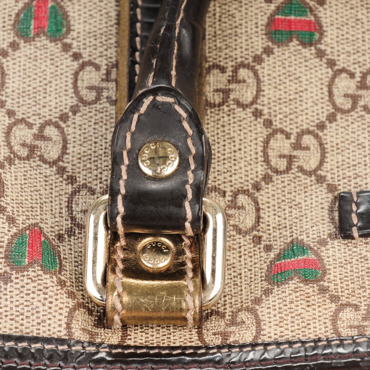 GG Plus Monogram Hearts Medium Joy Boston Dark Brown