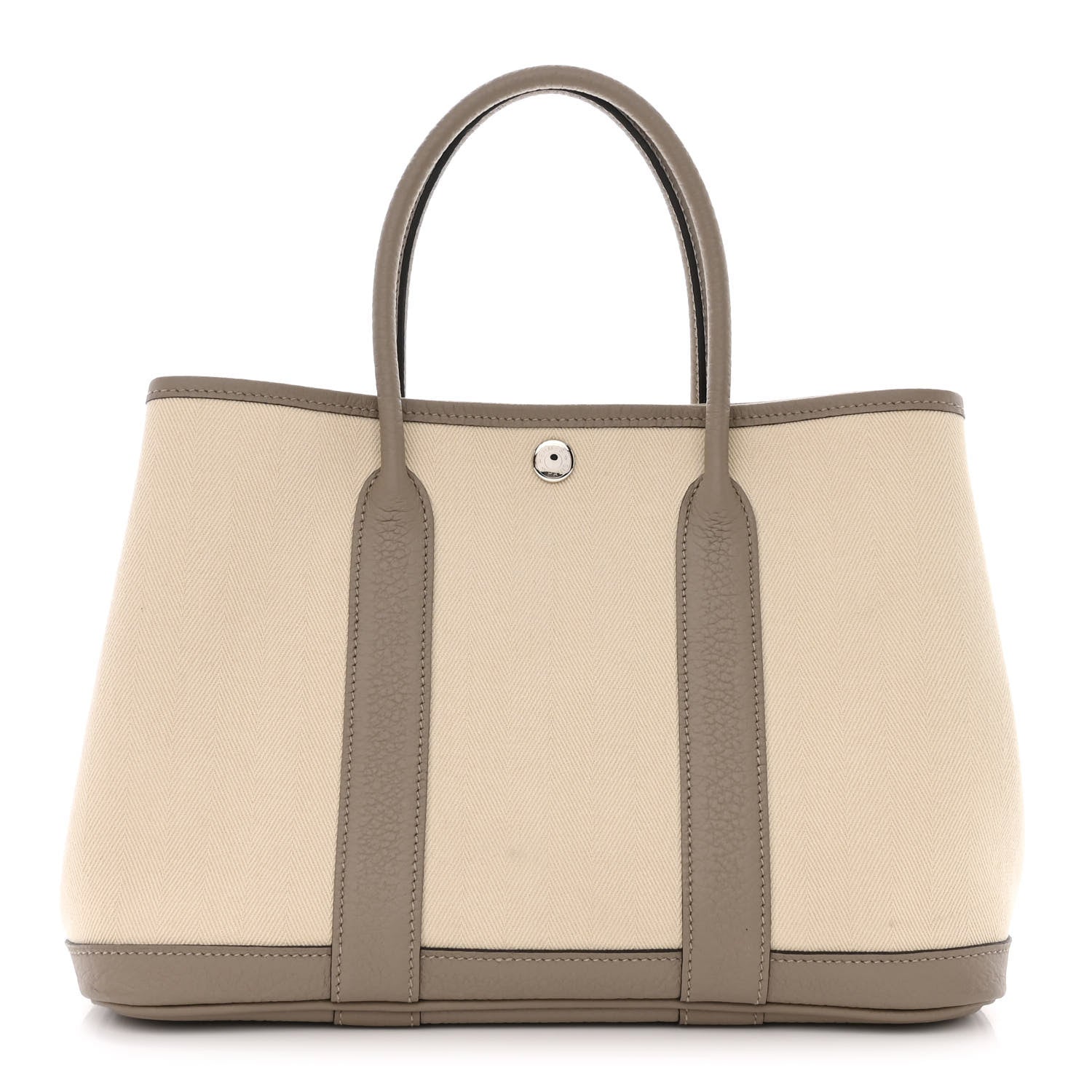 Hermes Toile Chevron Vache Country Garden Party Tote 30 TPM Gris Asphalt Craie 1 of 10