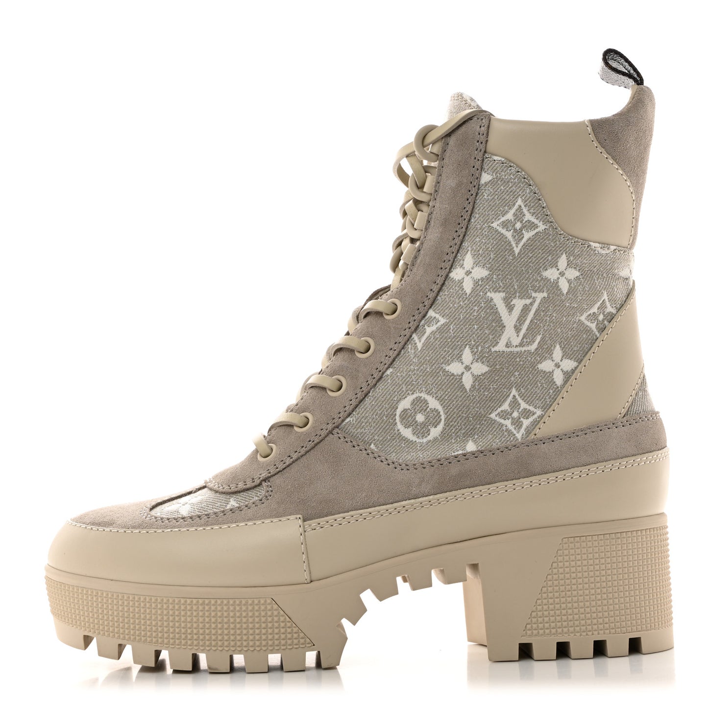 Suede Calfskin Laureate Platform Desert Boots 38.5 Taupe