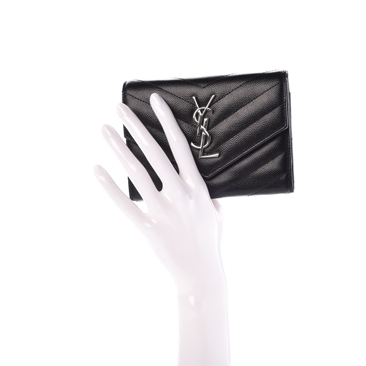 Grain De Poudre Matelasse Chevron Small Monogram Passport Case Black