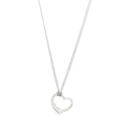 Tiffany Sterling Silver 35mm Elsa Peretti Open Heart Pendant Mesh Necklace 1 of 5