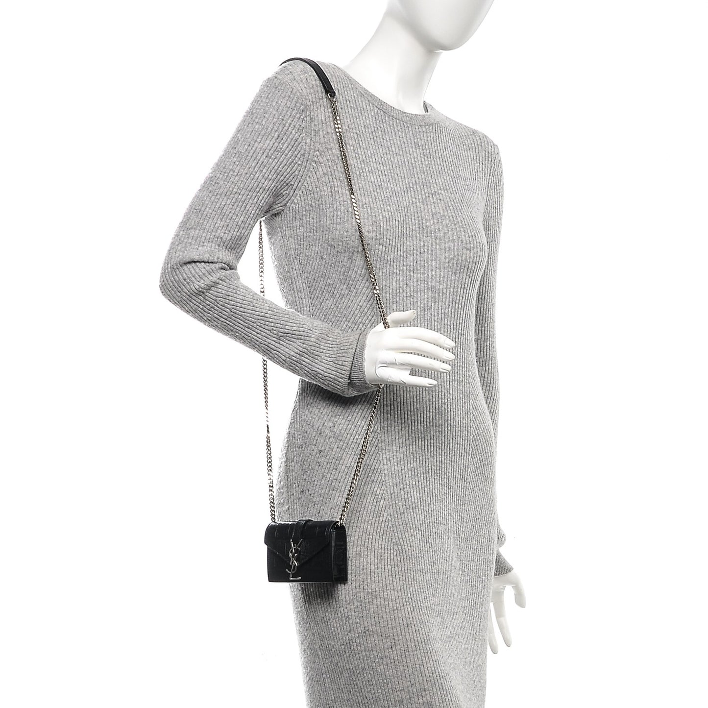 Calfskin Crocodile Embossed Monogram Candy Crossbody Black