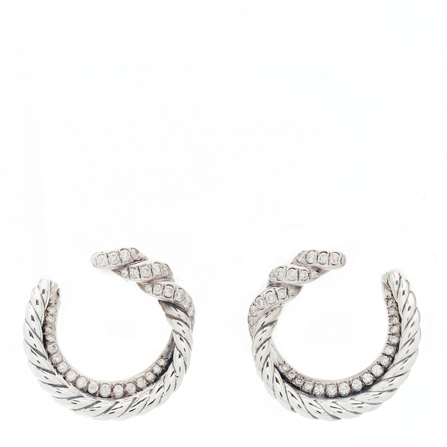 Sterling Silver Diamond Continuance Hoop Earrings