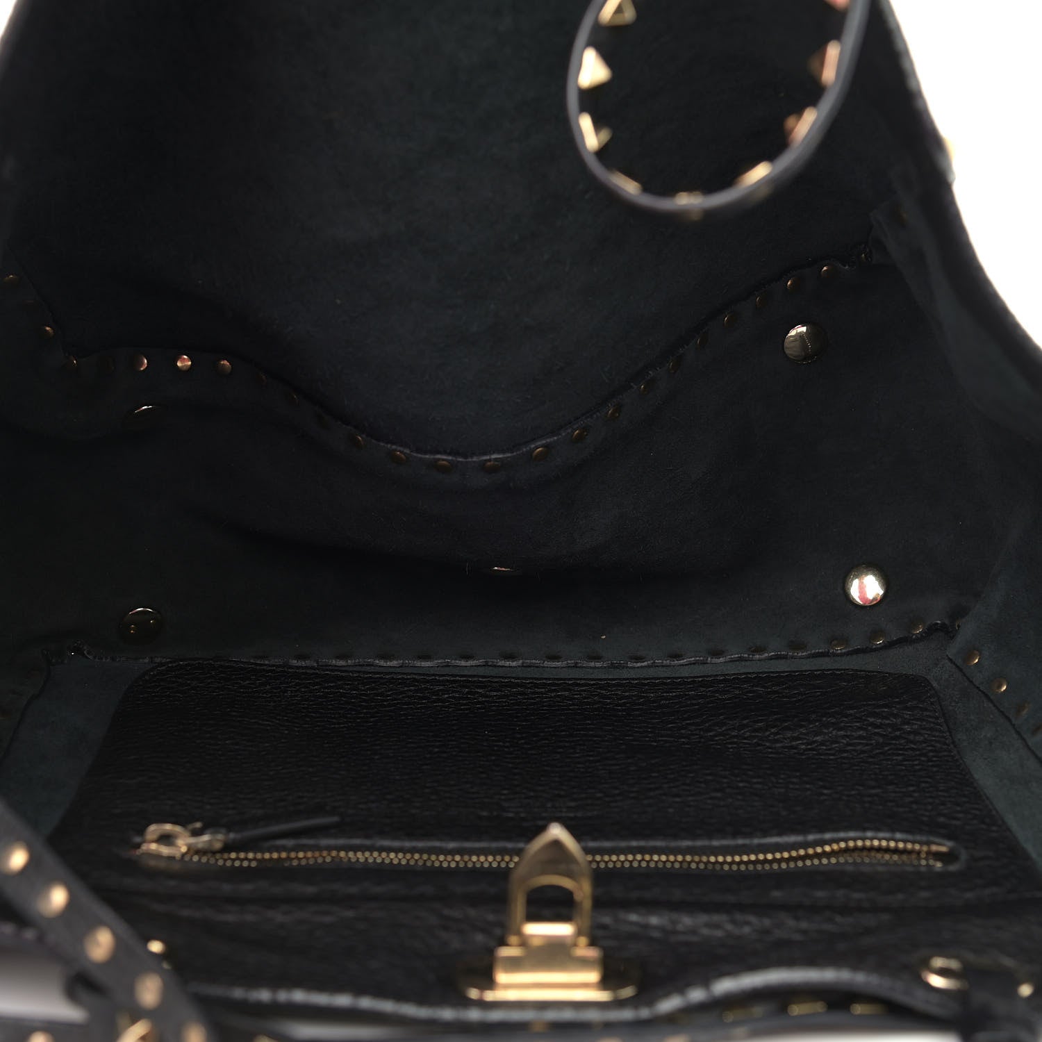Valentino Garavani Pebbled Calfskin Medium Rockstud Tote Black 5 of 9