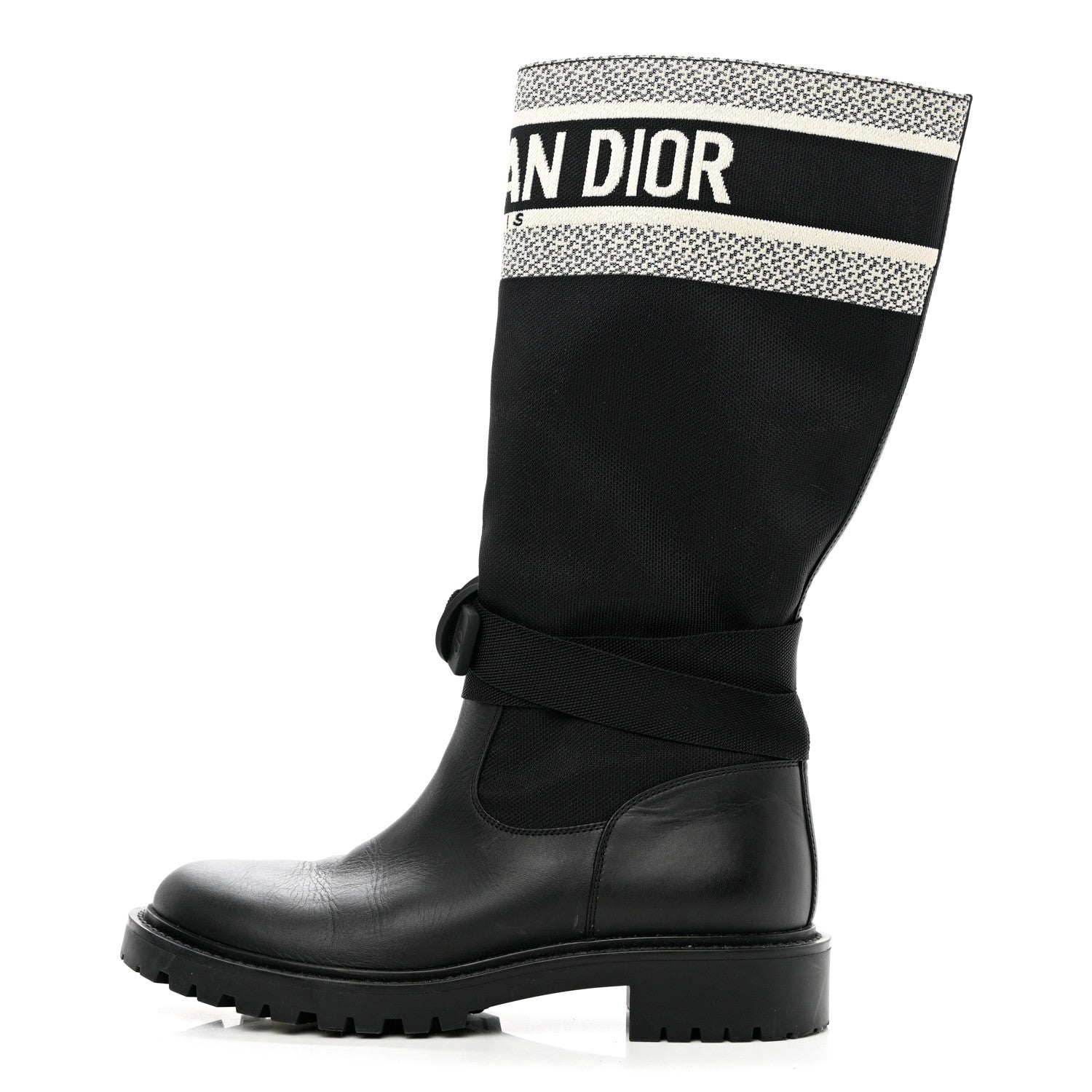 Christian Dior Technical Fabric Calfskin D-Major Boots 37 Black White 1 of 9