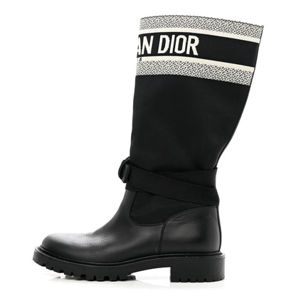 Christian Dior Technical Fabric Calfskin D-Major Boots 37 Black White 1 of 9