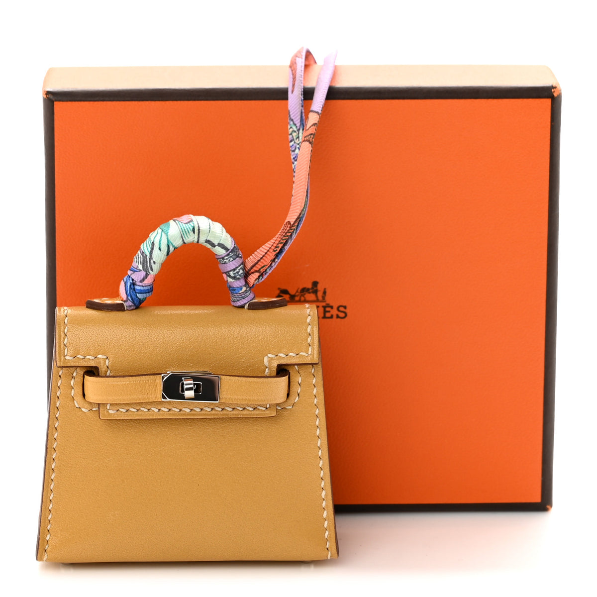 Tadelakt Mini Kelly Twilly Bag Charm Paille