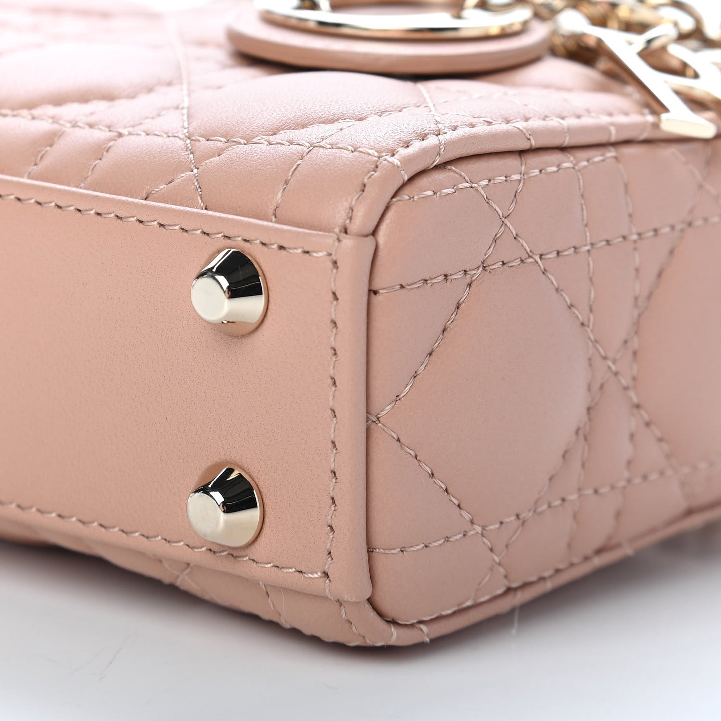 Lambskin Cannage Micro Lady Dior Rose Des Vents