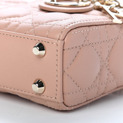 Christian Dior Lambskin Cannage Micro Lady Dior Rose Des Vents 9 of 9