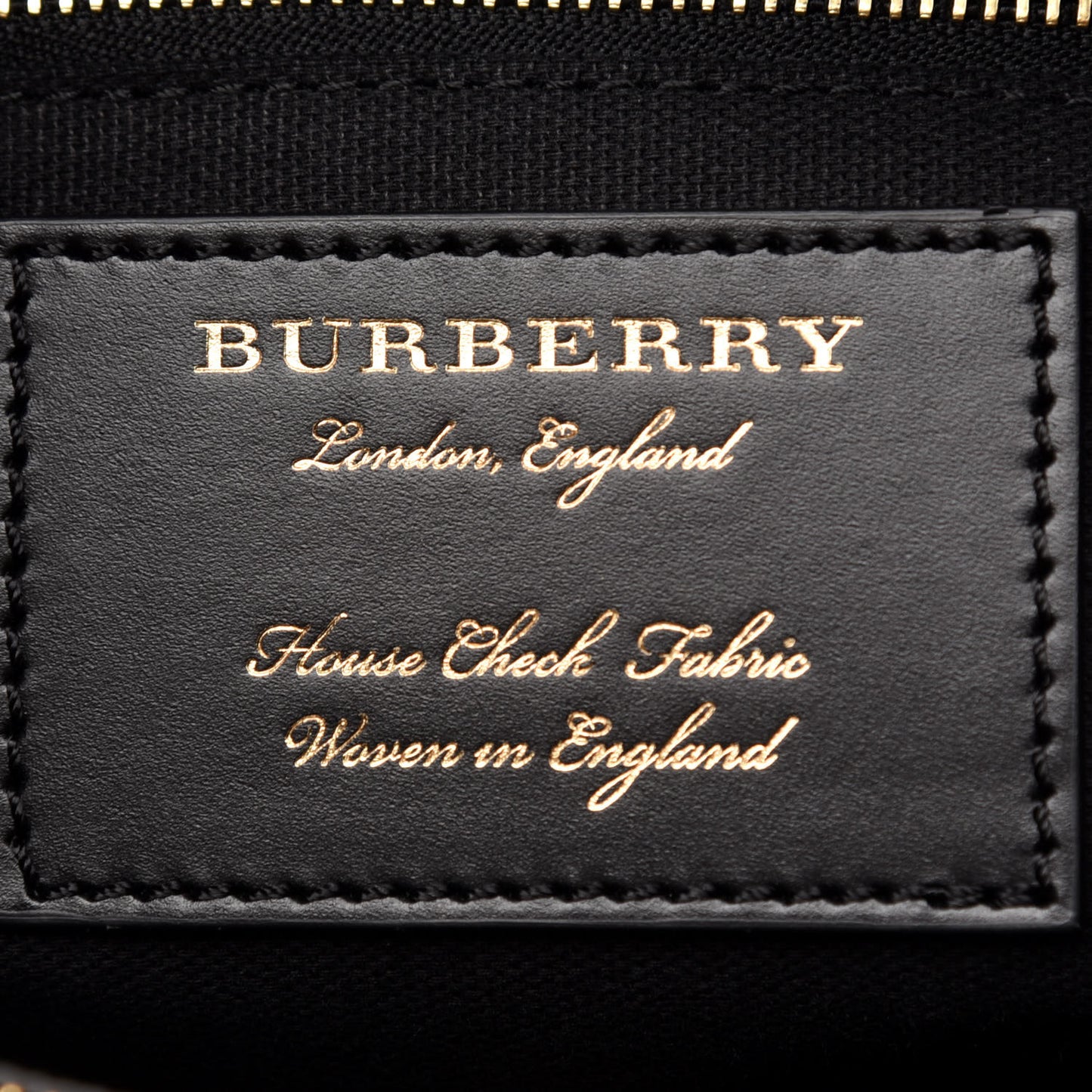 Grainy Calfskin House Check Medium Banner Tote Black