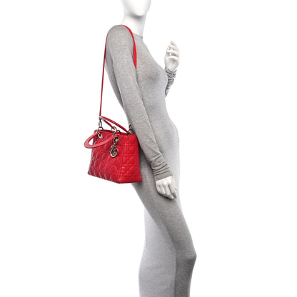 Christian Dior Lambskin Cannage Medium Lady Dior Red 2 of 12