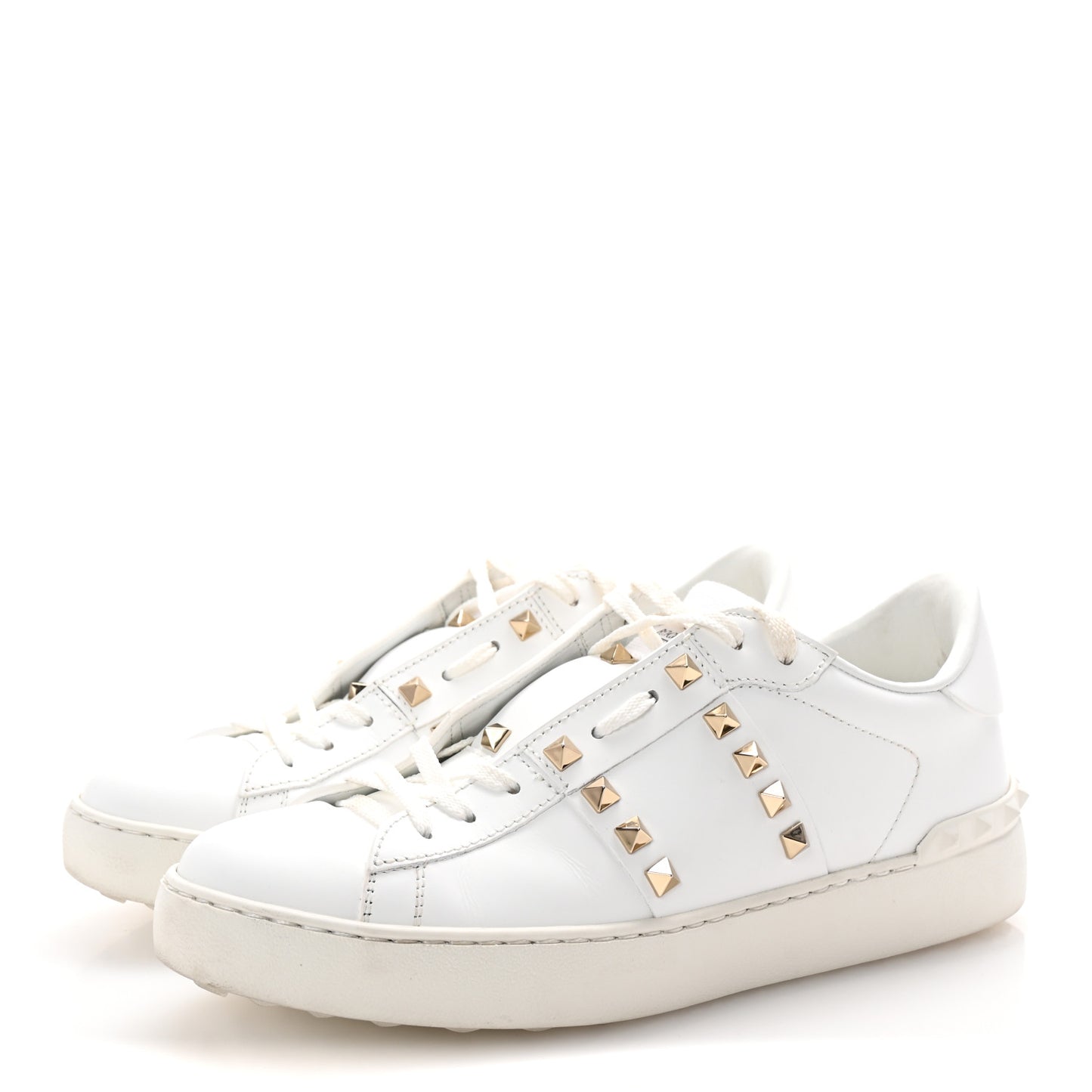 Calfskin Rockstud Untitled Open Sneakers 39 White