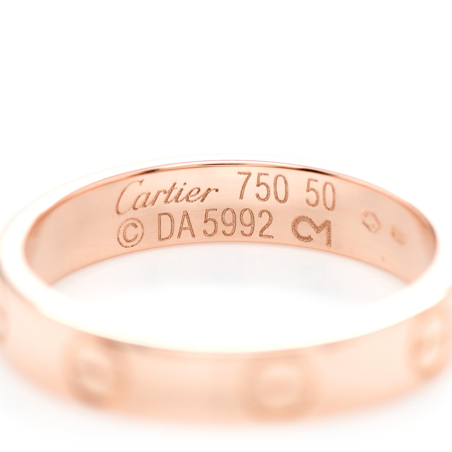18K Pink Gold 3.5mm LOVE Wedding Band Ring 50 5.5