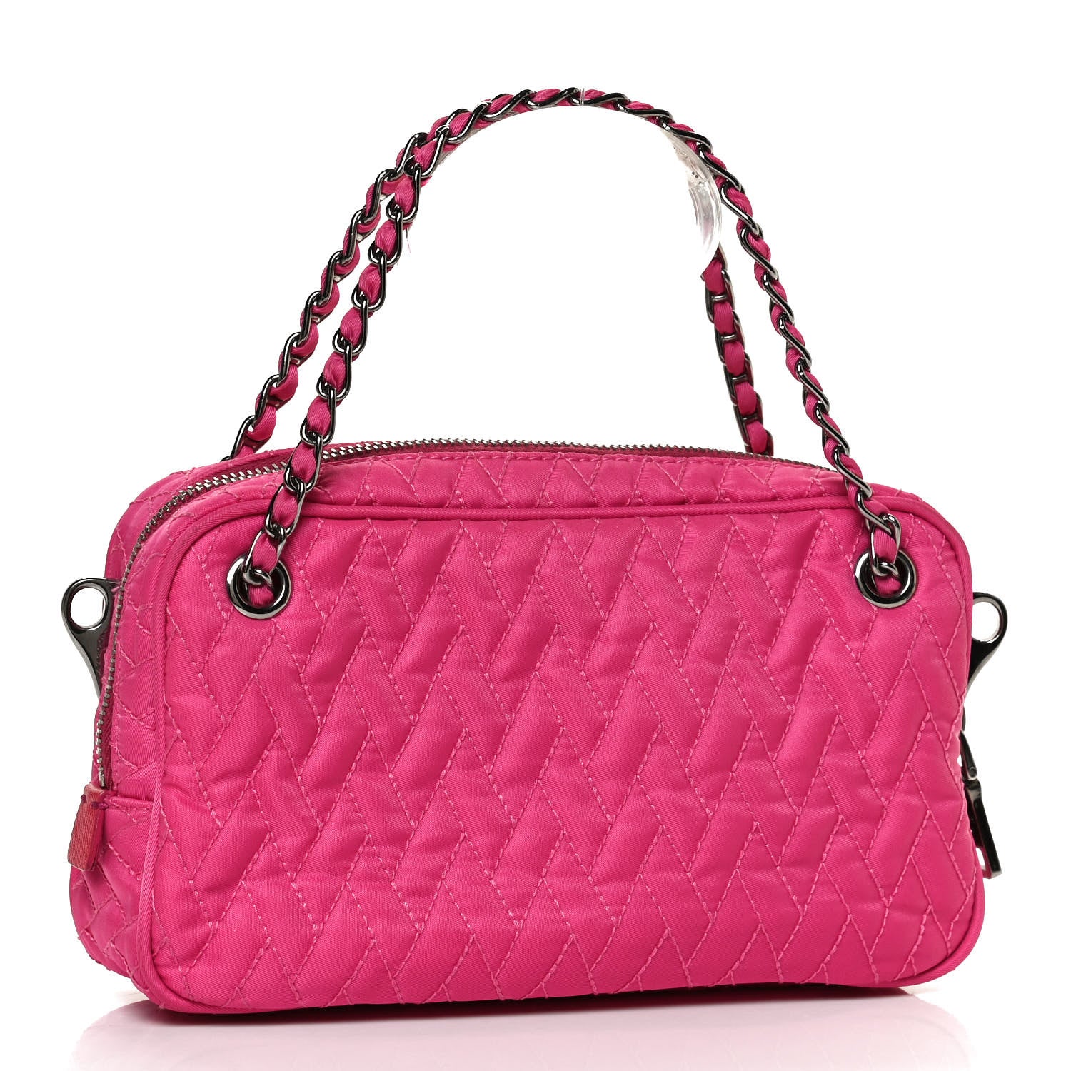 Prada Nylon Tessuto Impuntu Quilted Shoulder Bag Fuxia 3 of 13