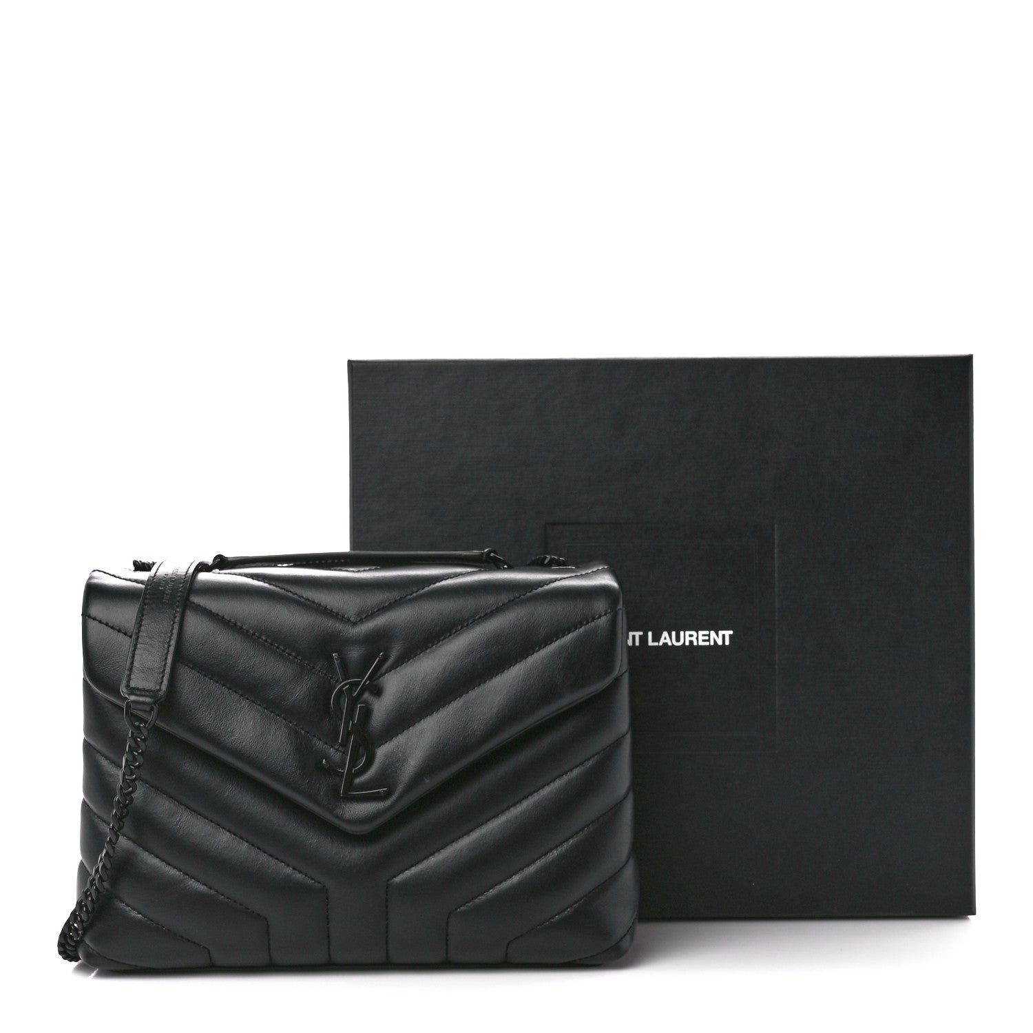 Saint Laurent Calfskin Y Quilted Monogram Monochrome Small Loulou Chain Satchel Black 12 of 12