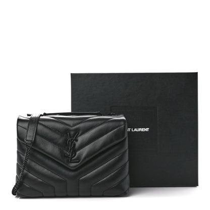 Saint Laurent Calfskin Y Quilted Monogram Monochrome Small Loulou Chain Satchel Black 12 of 12