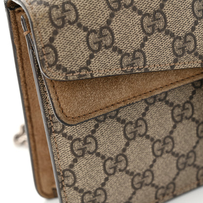 Gucci GG Supreme Monogram Suede Crystal Small Dionysus Shoulder Bag Beige Ebony Taupe 13 of 14