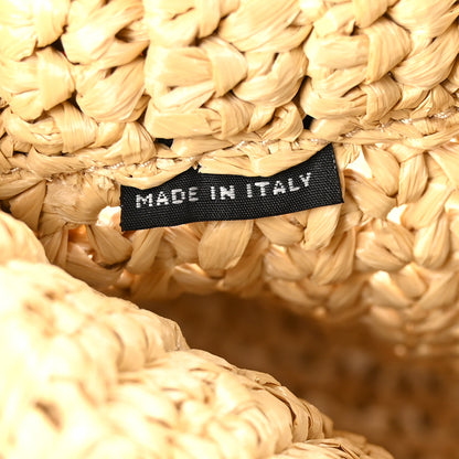 Prada Yarn Raffia Effect Crochet Embroidered Small Logo Tote Naturale 7 of 10