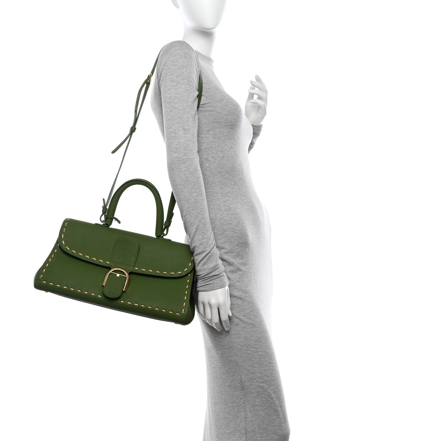 Delvaux Rodeo Calfskin Surprique Brillant East West Satchel Green 2 of 12
