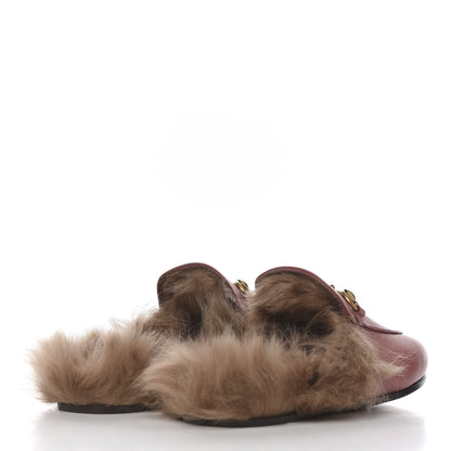 Gucci Calfskin Fur Womens Princetown Slippers 36 Lipstick Rose Natural 4 of 10