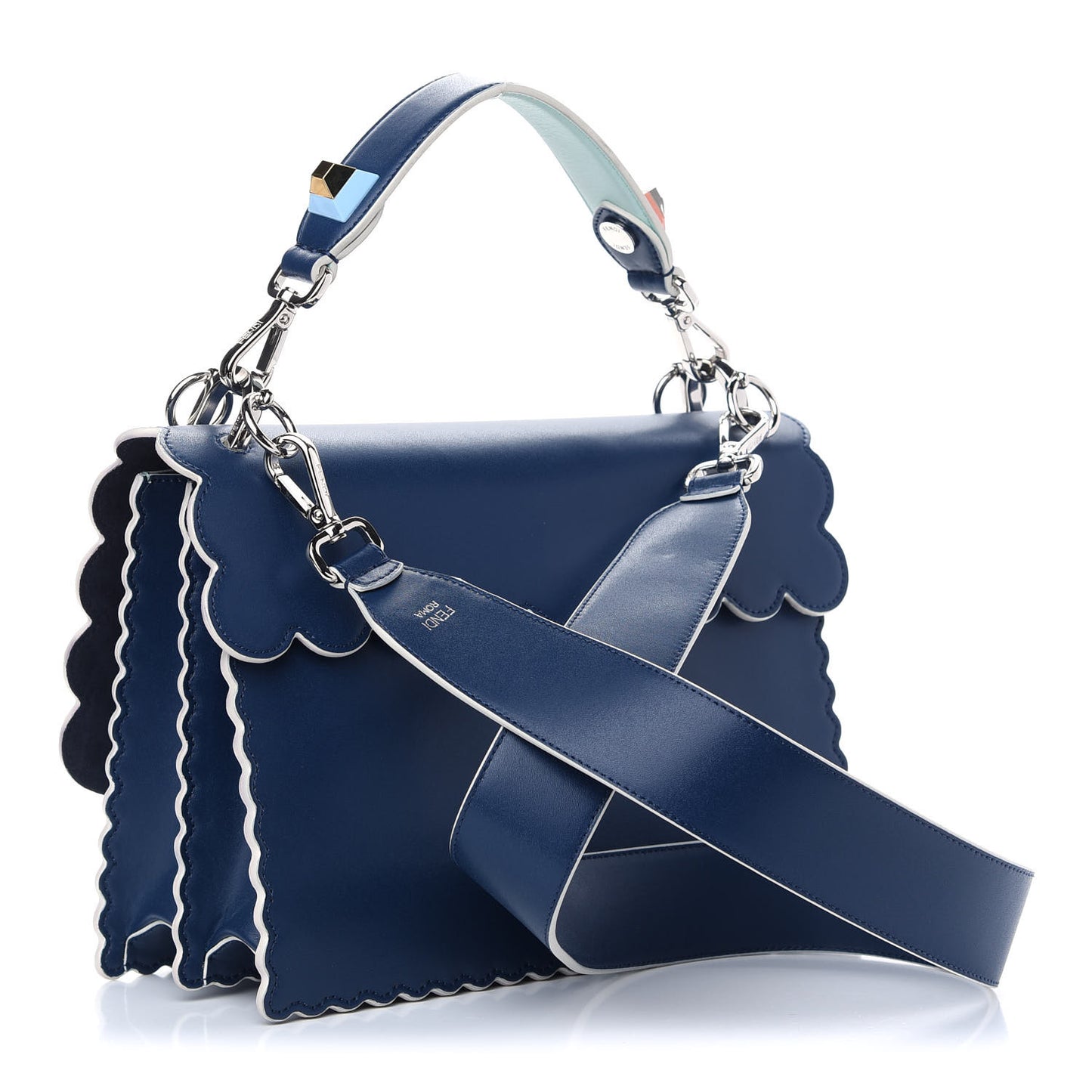 Vitello Liberty Scalloped Studded Flowers and Bows Kan I Shoulder Bag Amazzonia Multicolor