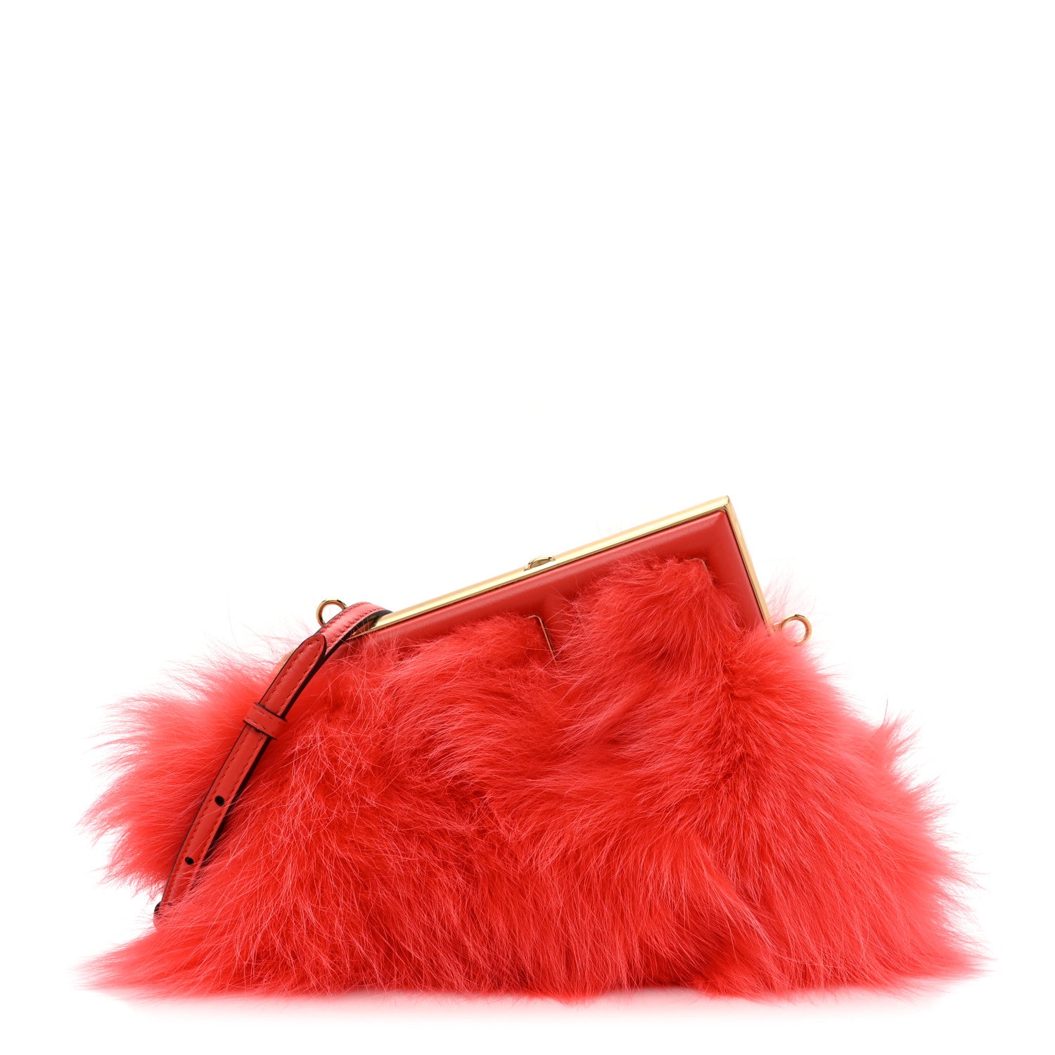 Fendi Fox Fur Shiny Nappa Small Fendi First Papavero 1 of 9