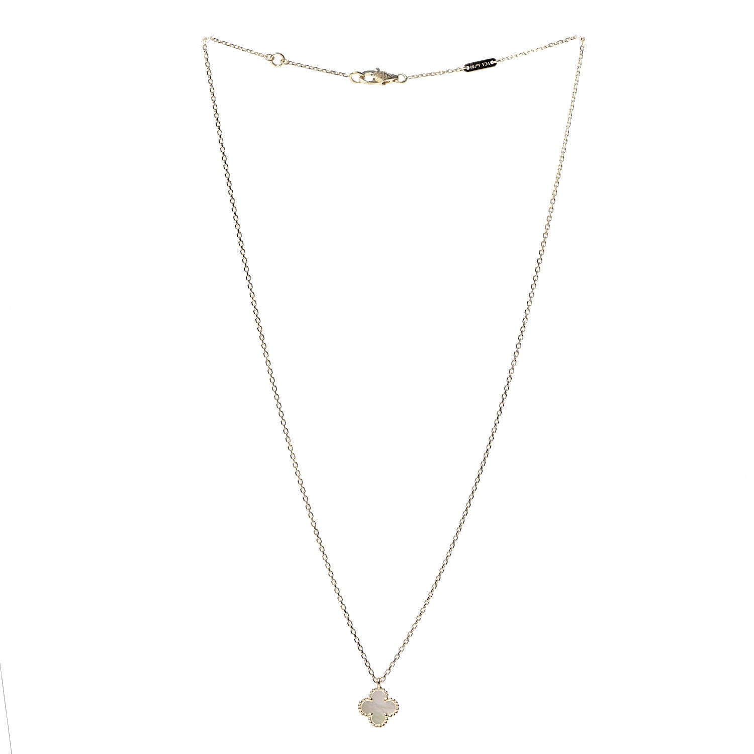 Van Cleef & Arpels 18K Yellow Gold Mother of Pearl Sweet Alhambra Pendant Necklace 3 of 7
