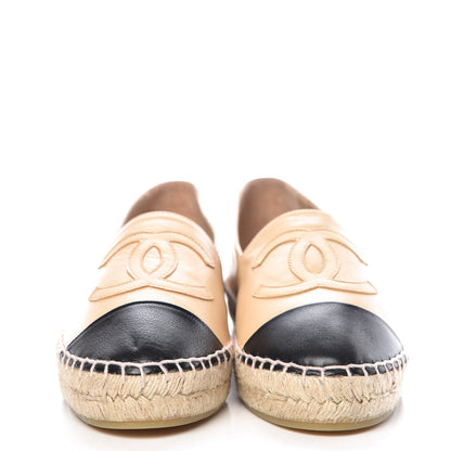 Chanel Lambskin CC Espadrilles 38 Beige Black 2 of 10