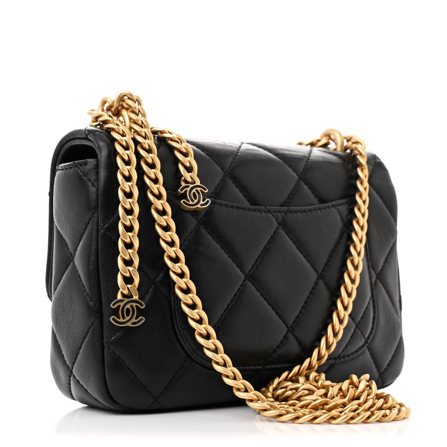 Chanel Lambskin Enamel Quilted Mini Pending CC Square Flap Black 3 of 10