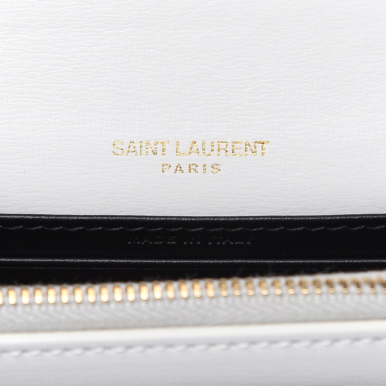 Saint Laurent New Aspen Calfskin Bi-Color Monogram Sunset Chain Wallet Black Dirty White 6 of 11