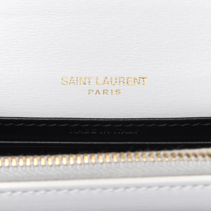 Saint Laurent New Aspen Calfskin Bi-Color Monogram Sunset Chain Wallet Black Dirty White 6 of 11