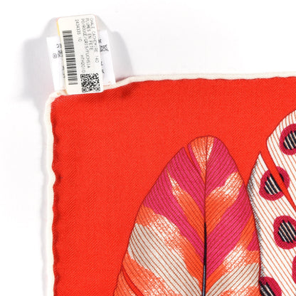Hermes Cashmere Silk Plumes En Fete Shawl 140 Rouge Gris Fuchsia 4 of 4