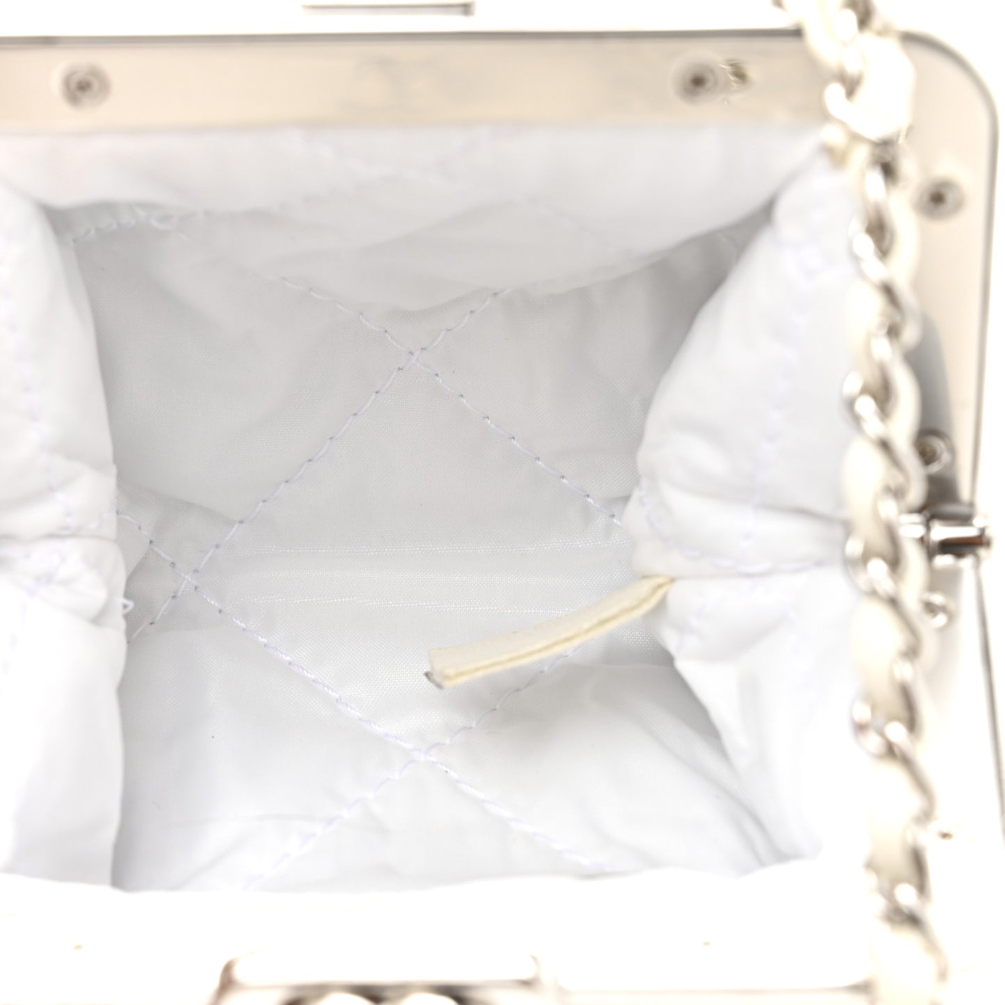 Shearling Sheepskin Lambskin Quilted Clutch With Chain White