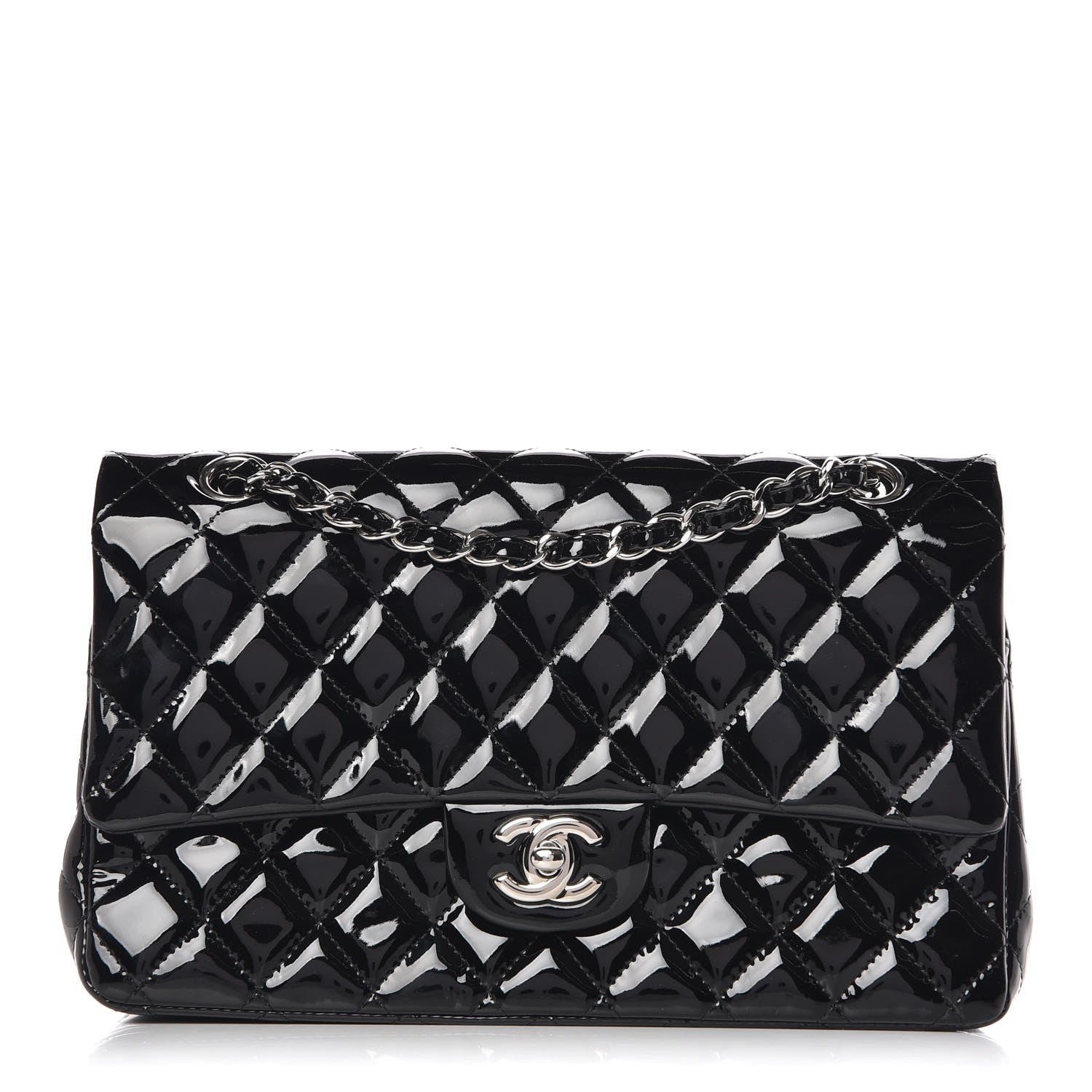 Chanel Patent Quilted Medium Double Flap Black 1 of 17