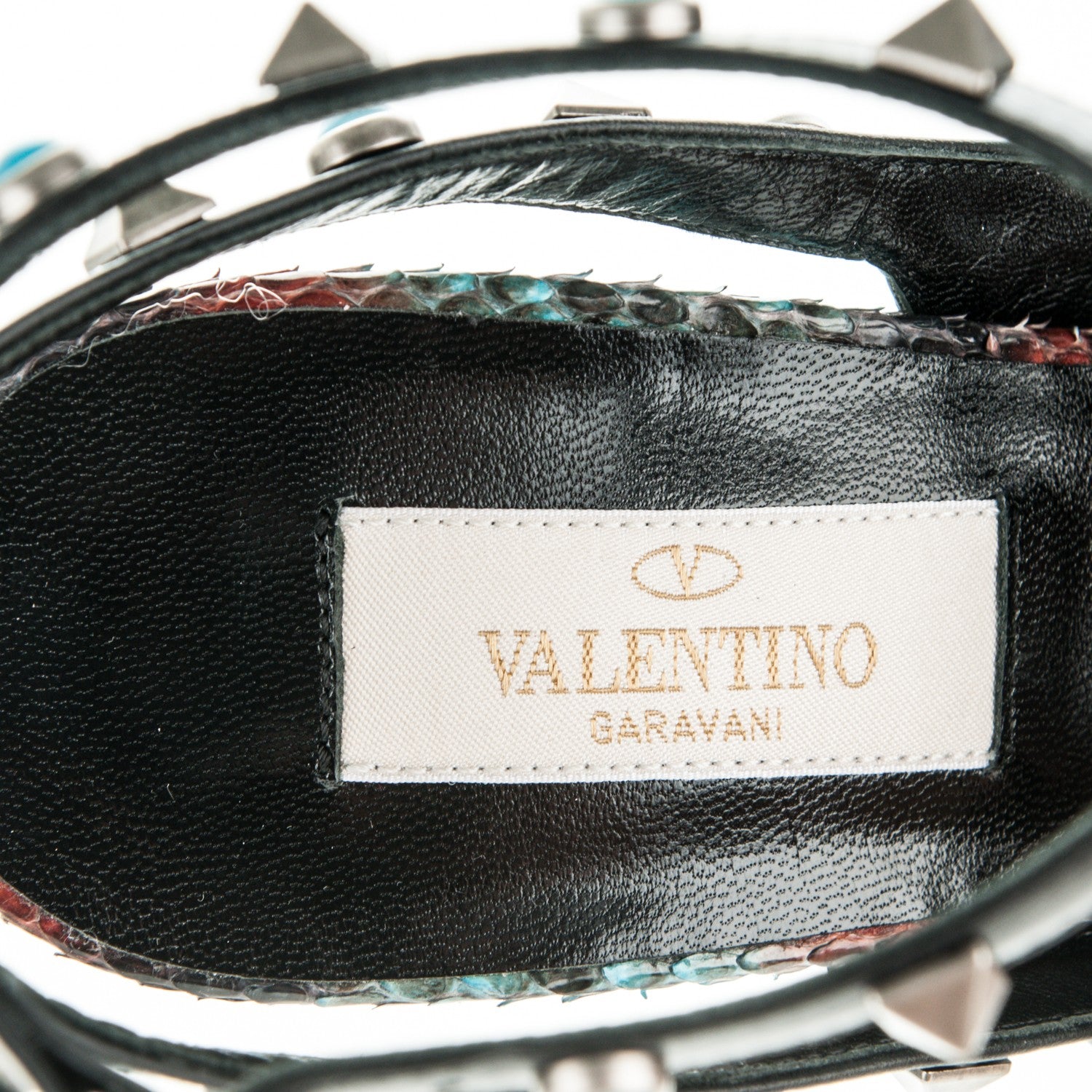 Valentino Garavani Python Rockstud Rolling Ankle Strap Pumps 38.5 Red Multi 7 of 8