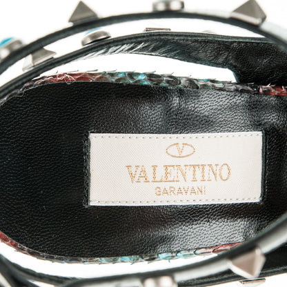 Valentino Garavani Python Rockstud Rolling Ankle Strap Pumps 38.5 Red Multi 7 of 8
