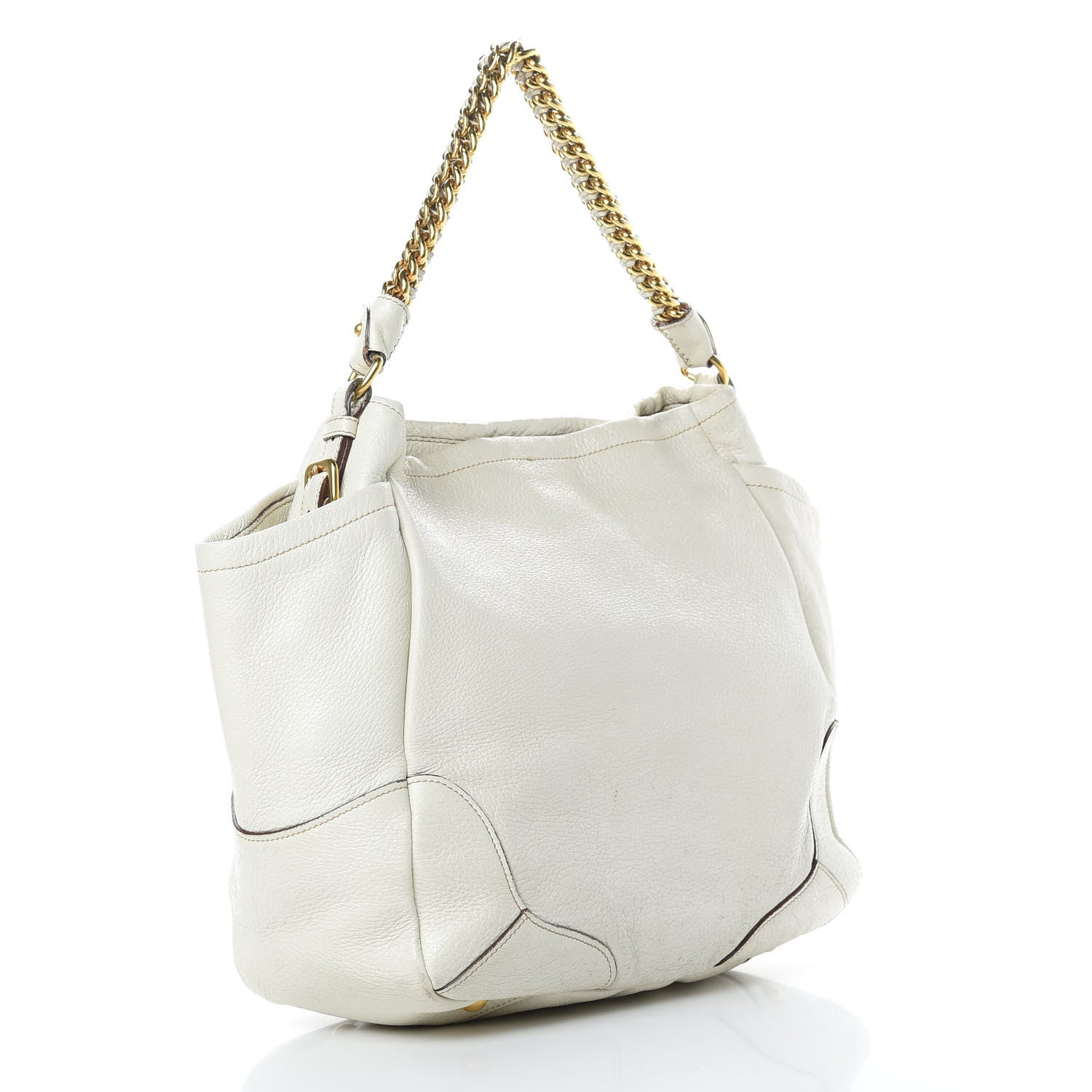 Prada Cervo Lux Chain Shoulder Bag Talco 3 of 20