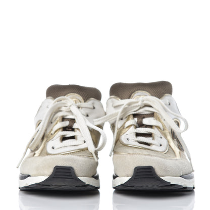Chanel Suede Calfskin CC Sneakers 37 Beige Gold 2 of 11