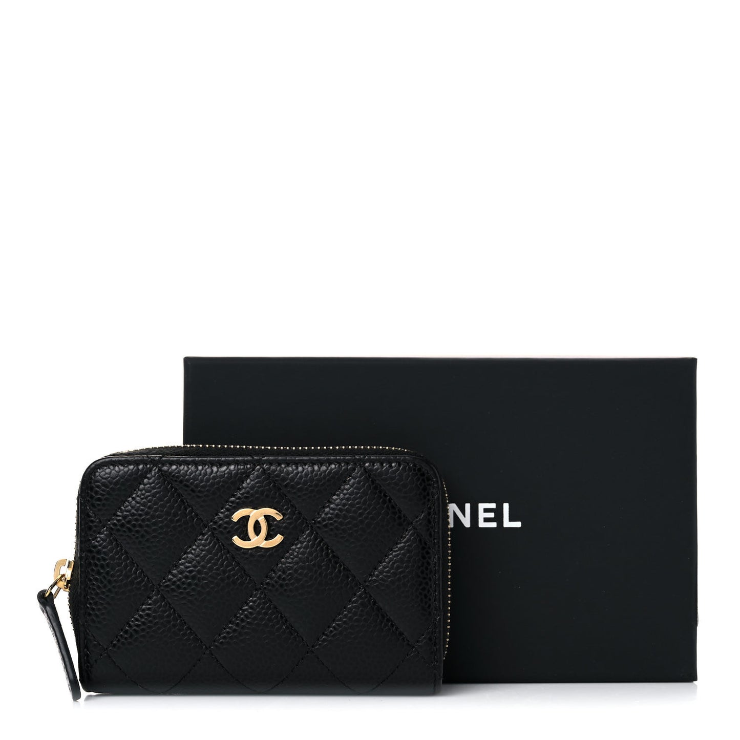 Caviar Quilted Zip Coin Purse Black