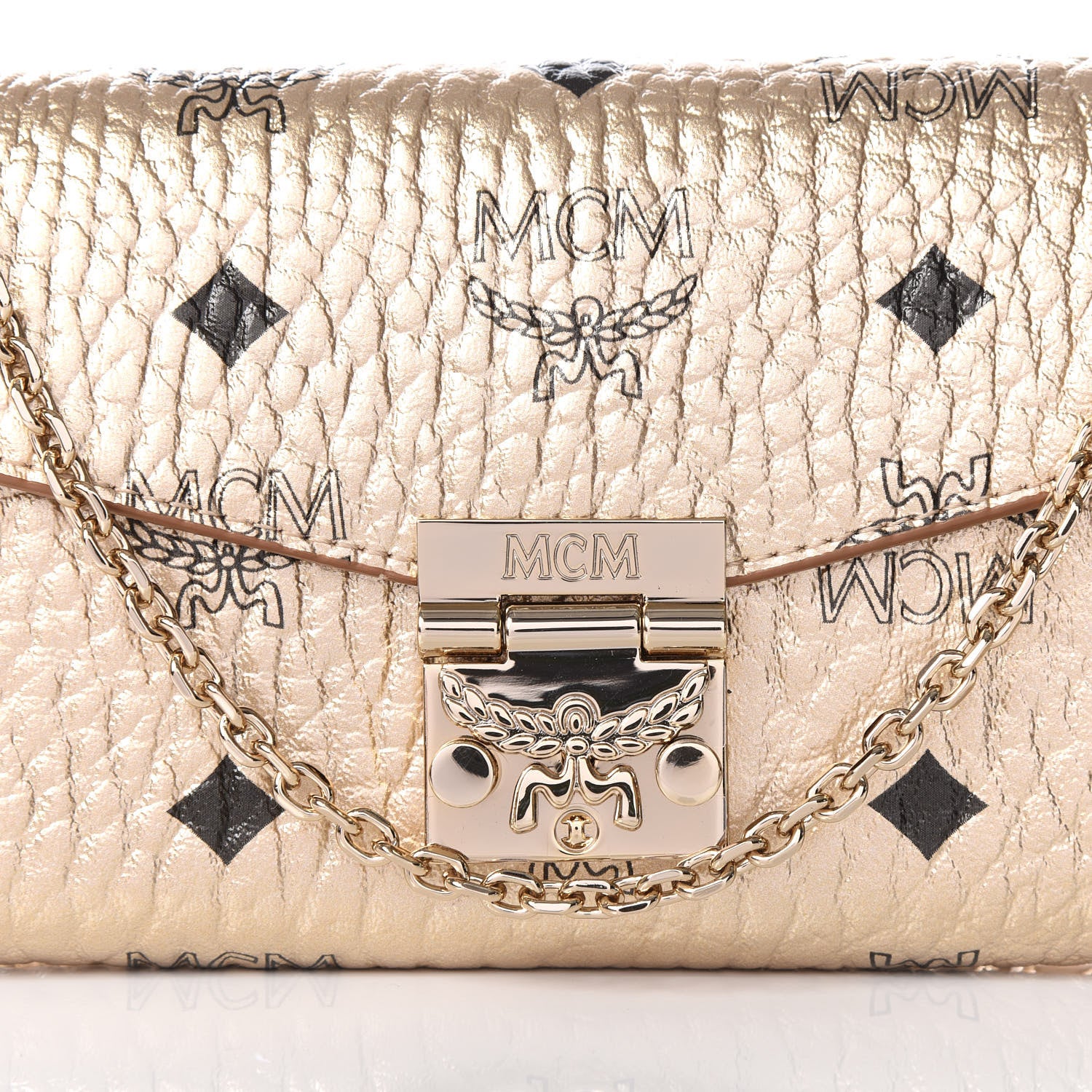 MCM Metallic Visetos Patricia Wallet On Chain Gold 7 of 7
