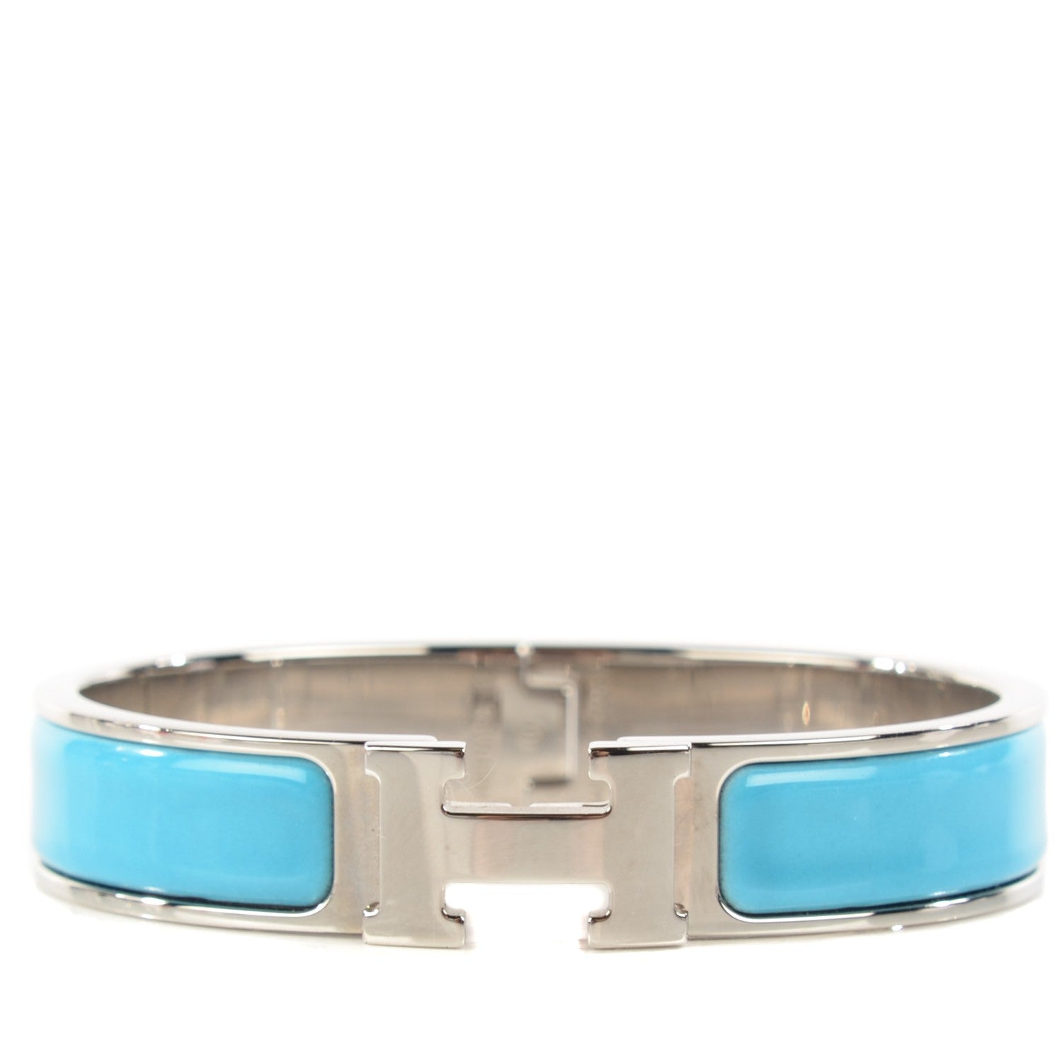 Hermes Enamel Narrow Clic Clac H Bracelet PM Bleu Azure 1 of 4