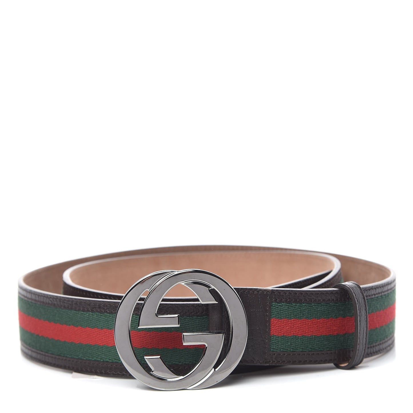 Calfskin Web Interlocking G Belt 120 48 Dark Brown