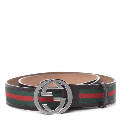 Gucci Calfskin Web Interlocking G Belt 120 48 Dark Brown 1 of 6