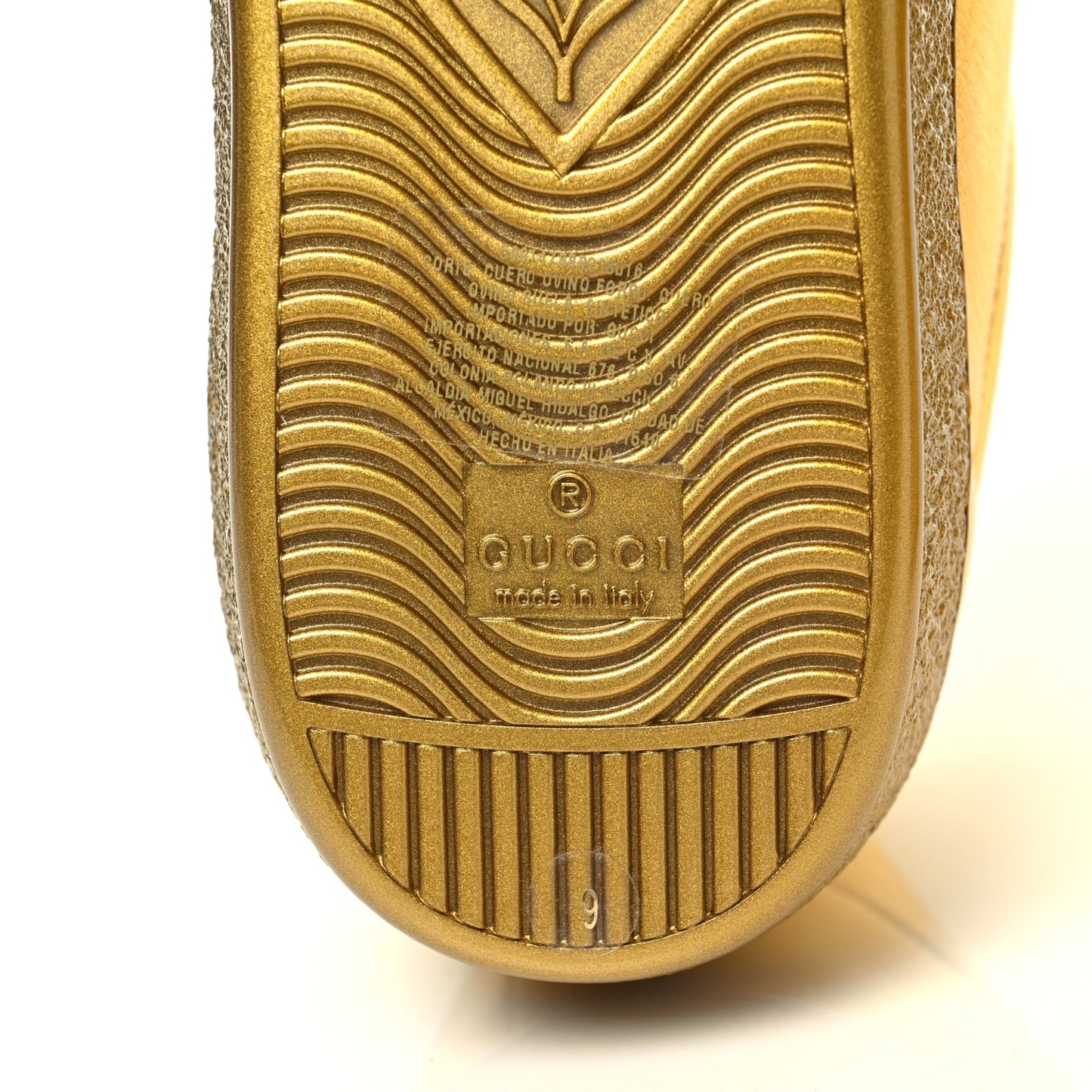 Metallic Nappa Interlocking G Perforated Mens Ace Sneakers 9 Oro Vecchio